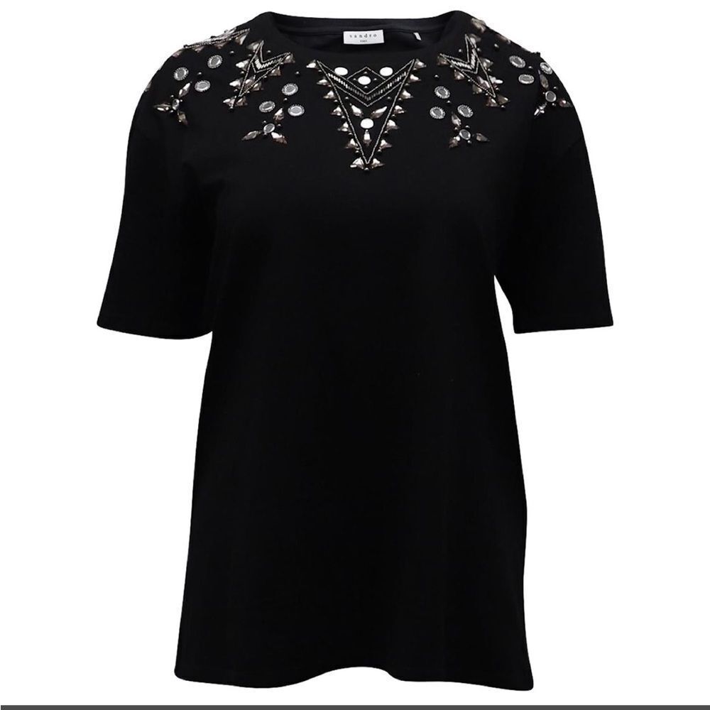 Sandro Embellished Black Top, S - Picture 1 of 11
